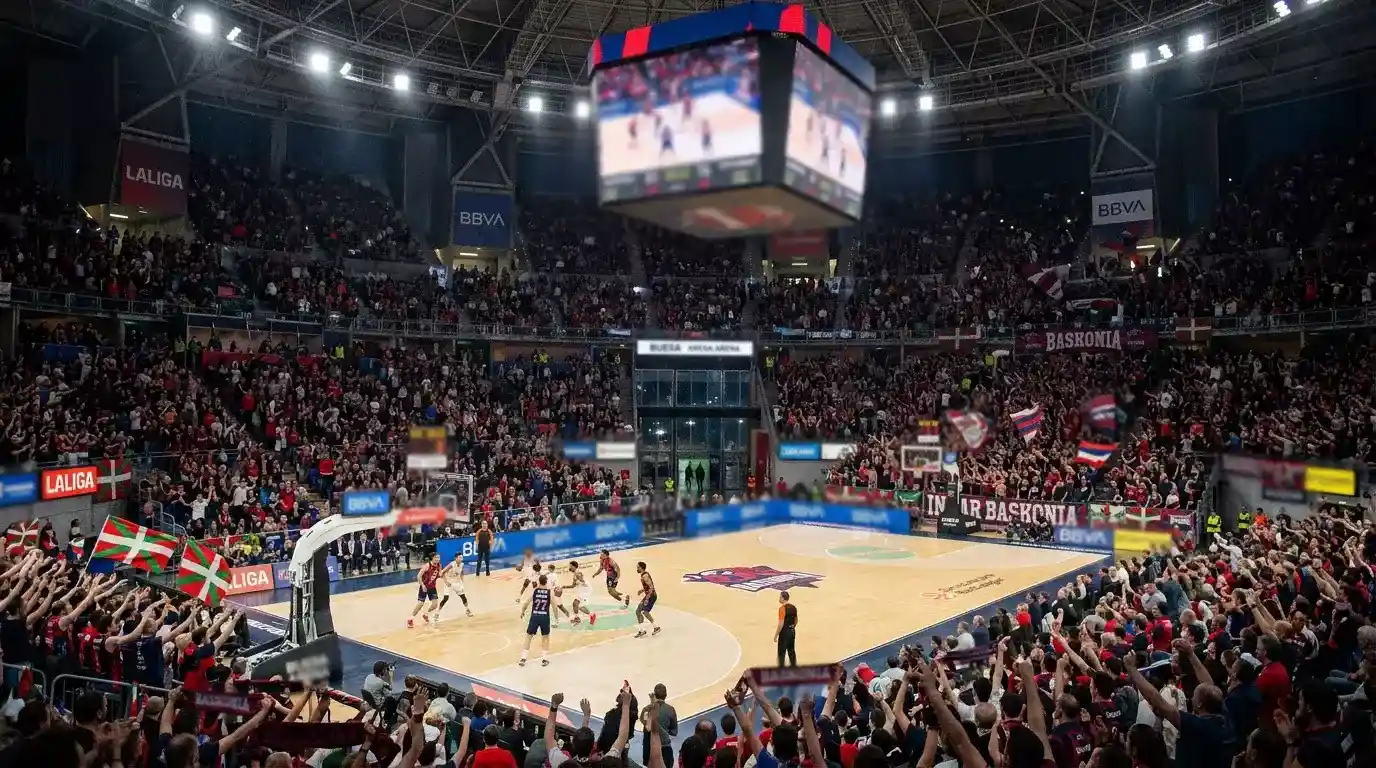 Interior del Buesa Arena durante partido de baloncesto del Baskonia