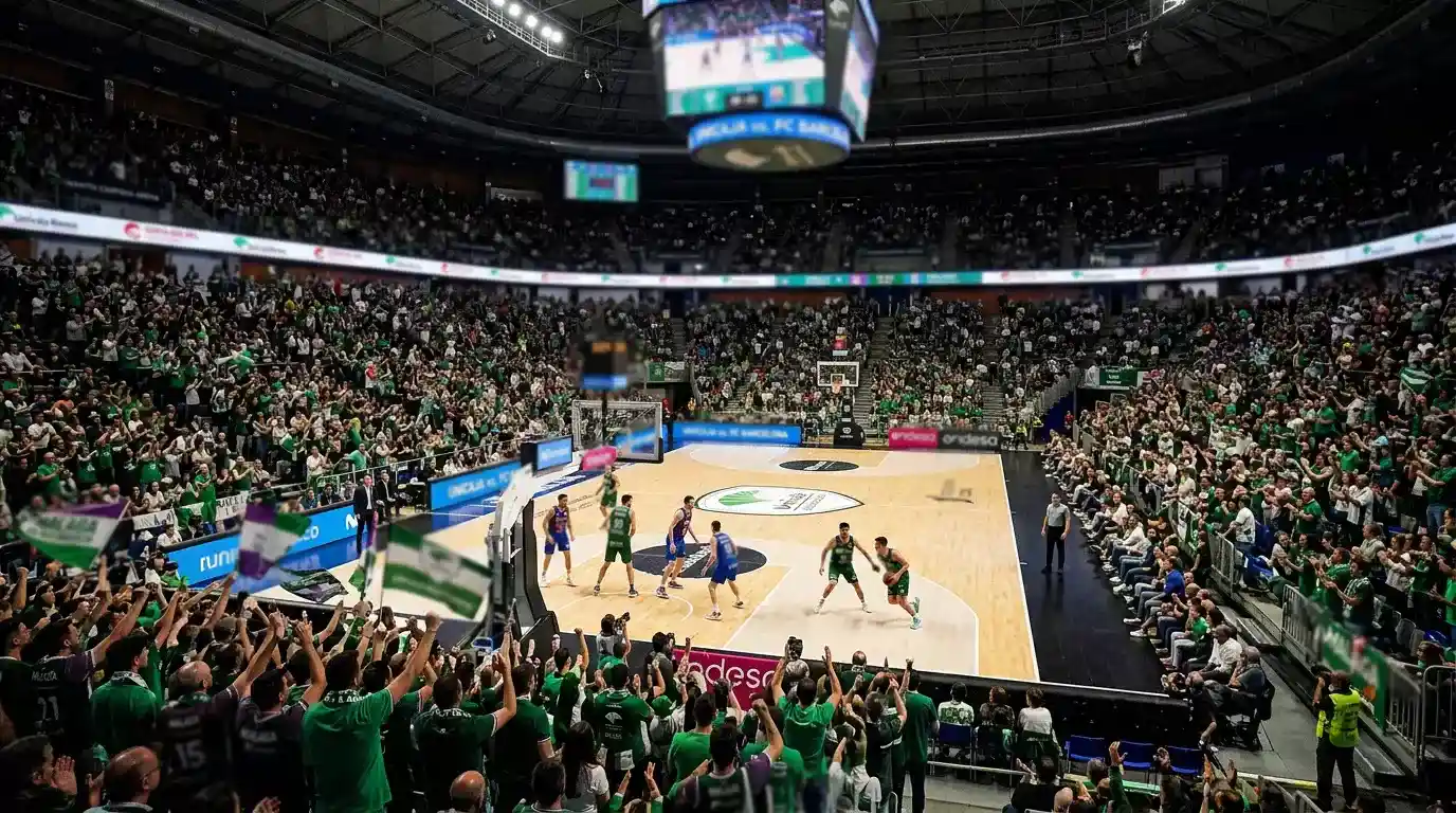 Cancha del Martín Carpena durante partido de baloncesto del Unicaja