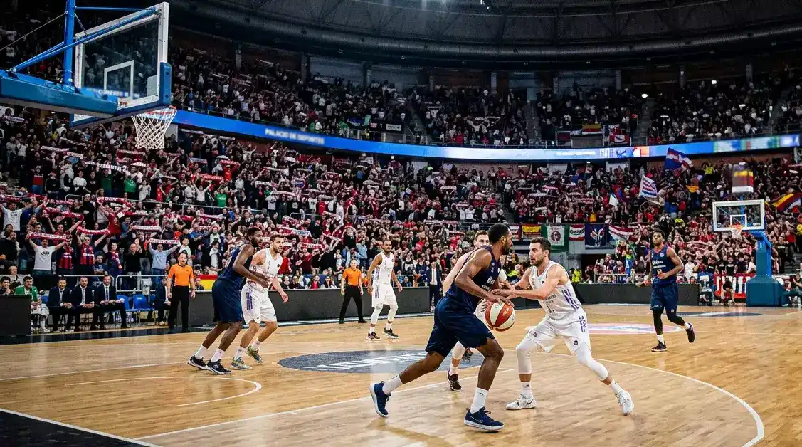 Partido de baloncesto ACB en la Liga Endesa con aficionados en el pabellón